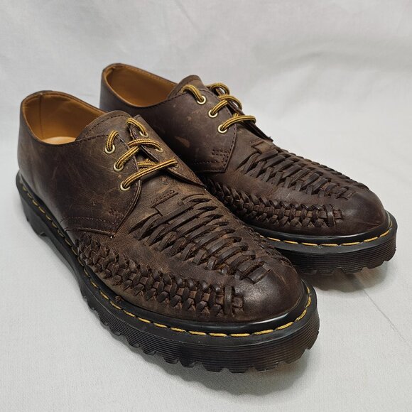 Doc Dr Martens Ezra Interwoven 3-Eyed Brown Shoes Unisex Men 9 Women 10 UK 8 - Picture 4 of 11
